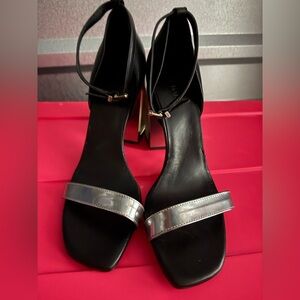 New black Leather Vic Matie sandal silver heel art design 38 vero cuoio
